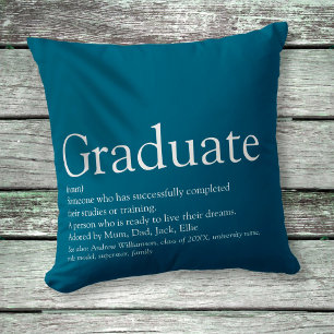 Graduate Definition Modern Blue Typography Cushion