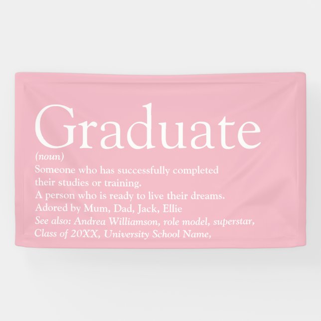 Graduate Definition Modern Girly Pink Banner (Horizontal)