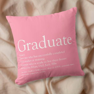 Graduate Definition Modern Girly Pink Fun Cushion