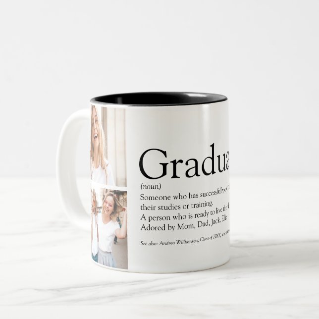 Graduate Definition Photo Collage Modern Two-Tone Coffee Mug (Front Left)
