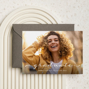 Graduate   Delicate Script and Two Photos Announcement