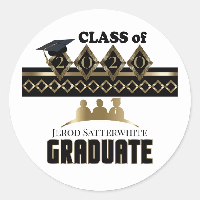 Graduate - DIY Year and Name - White Classic Round Sticker (Front)