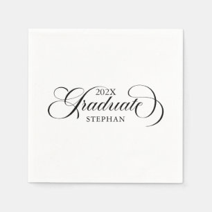 Graduate Elegant Black Script Typography Napkin