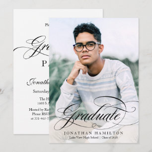Graduate Elegant Calligraphy Graduation Party Invitation
