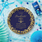 Graduate Elegant Gold Blue Law School Graduation