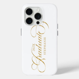Graduate Elegant Gold Script Typography iPhone 15 Pro Case