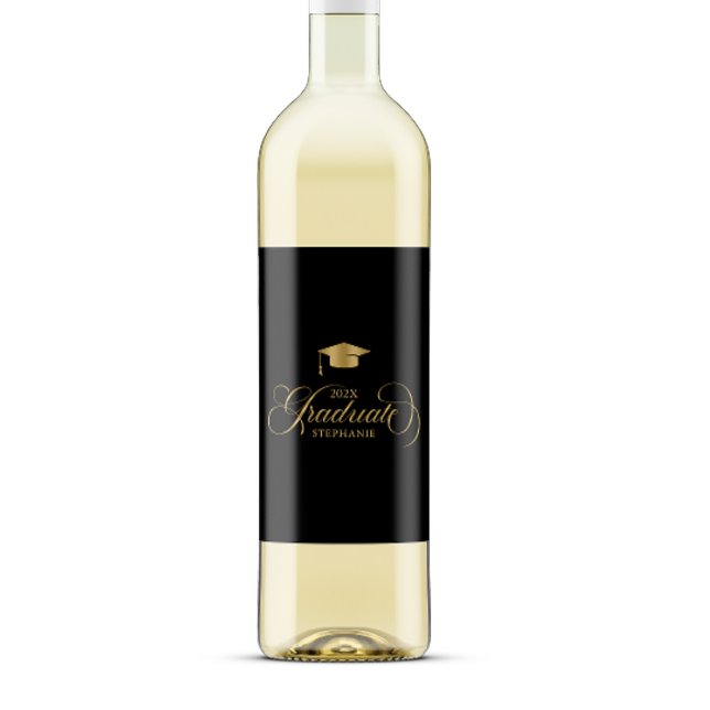 Graduate Elegant Gold Script Typography Wine Label (Creator Uploaded)