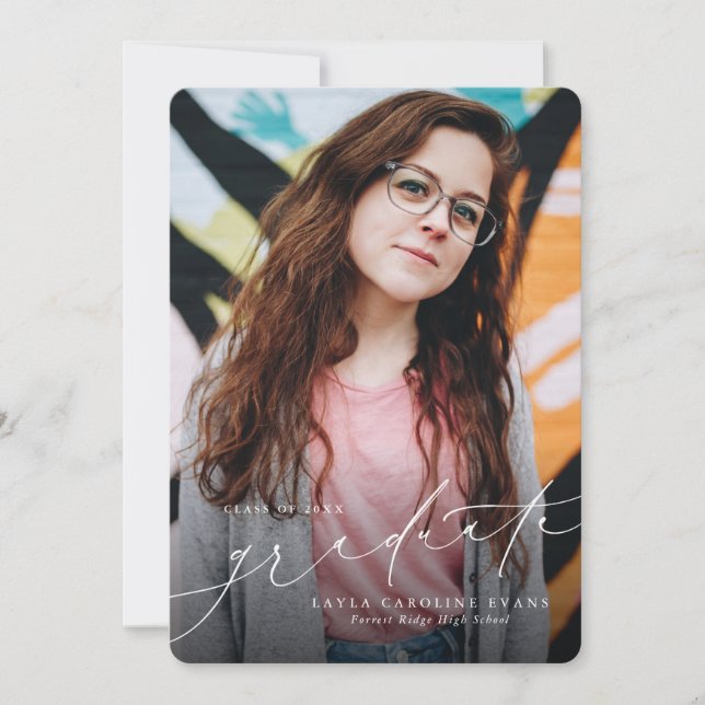 Graduate elegant graduation announcement (Front)