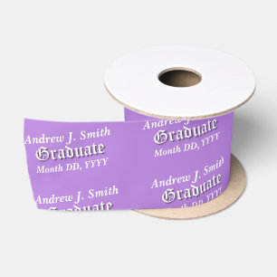 Graduate Elegant Lavender Custom Name Satin Ribbon
