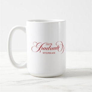 Graduate Elegant Red Script Typography Coffee Mug