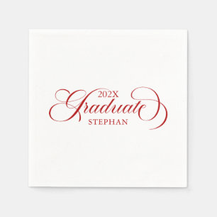 Graduate Elegant Red Script Typography Napkin