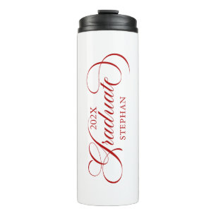 Graduate Elegant Red Script Typography Thermal Tumbler