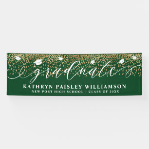 Graduate Elegant Script Gold Confetti Graduation Banner