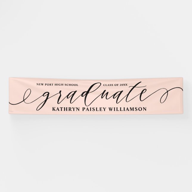 Graduate Elegant Script Graduation Celebration Banner (Horizontal)