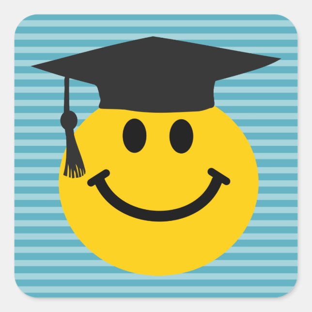 Graduate face square sticker (Front)