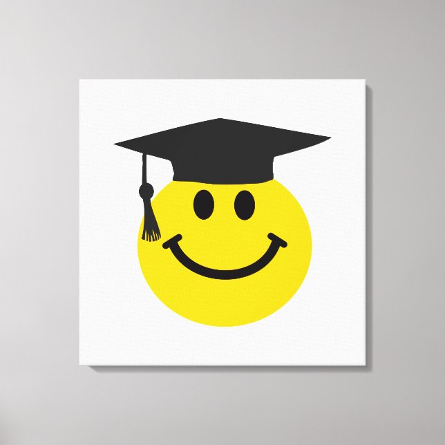 Graduate face with graduation hat canvas print (Front)