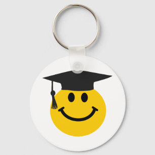 Graduate face with graduation hat key ring