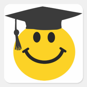 Graduate face with graduation hat square sticker