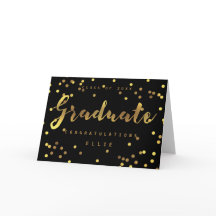 Graduate Faux Gold Foil Confetti Black