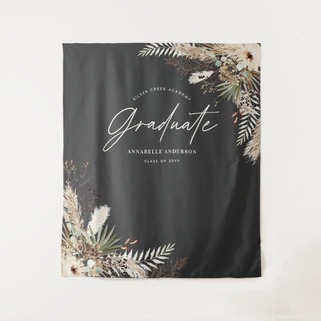 Graduate favour pampas eucalyptus elegant black tapestry (Front)