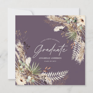Graduate favour pampas eucalyptus elegant photo in invitation