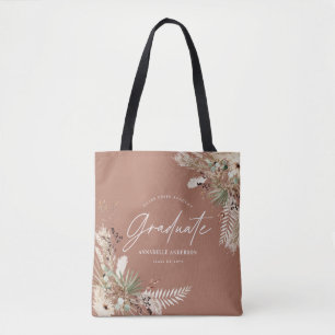 Graduate favour pampas eucalyptus elegant rust tote bag