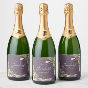 Graduate favour pampas grass eucalyptus purple chi sparkling wine label