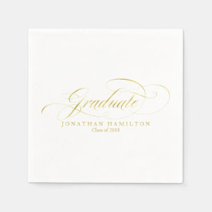 Graduate Foil Gold Fancy Calligraphy Graduation Napkin