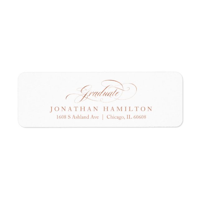 Graduate Foil Rose Gold Elegant Script Graduation (Front)