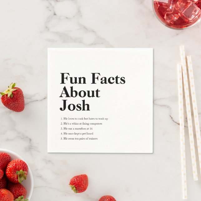 Graduate Fun Facts Grad Black Custom Napkin (Insitu)