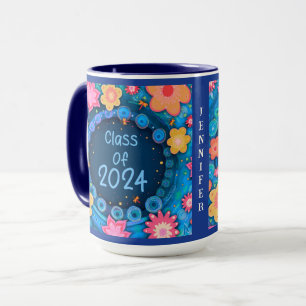 Graduate Fun Floral Name Year Girly Inspirivity Mug
