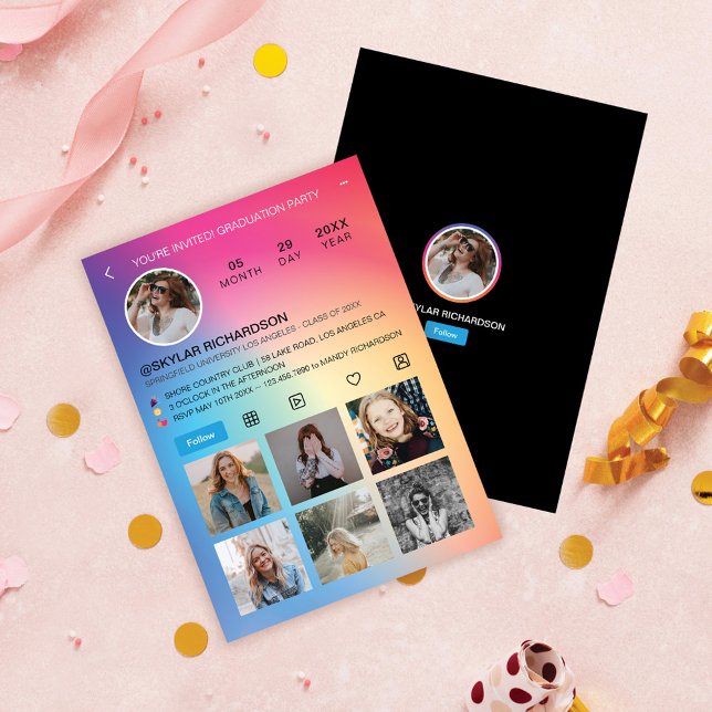Graduate Fun Instagram Social Media Grad Party Invitation (Creator Uploaded)