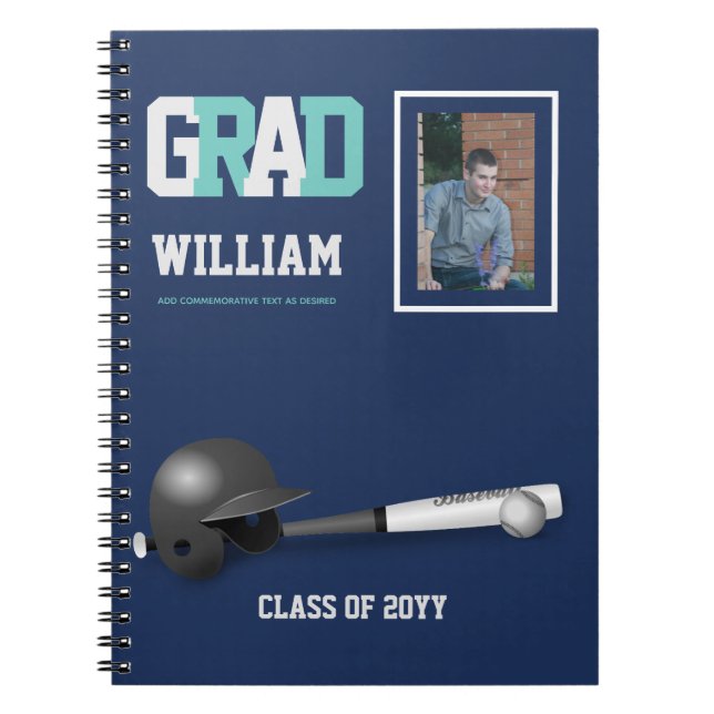 Graduate Gift - Personal Baseball Themed Journal (Front)