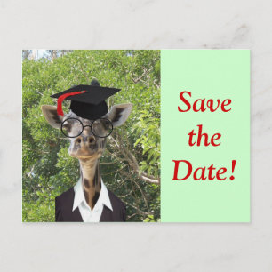 Graduate Giraffe Red Tassel Announcement Postcard
