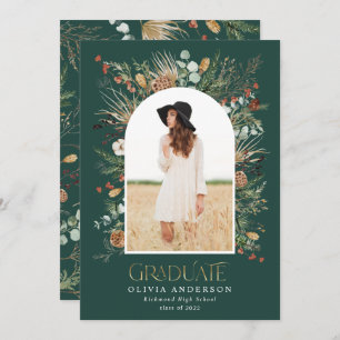 Graduate gold 1 photo green arch botanical modern announcement