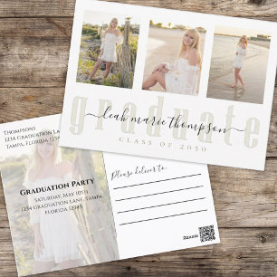 Graduate Gold Calligraphy Script Photo Collage Postcard