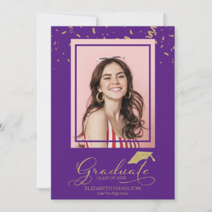 Graduate Gold Confetti Grad Announcement Photo