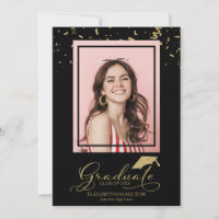 Graduate Gold Confetti Grad Announcement Photo
