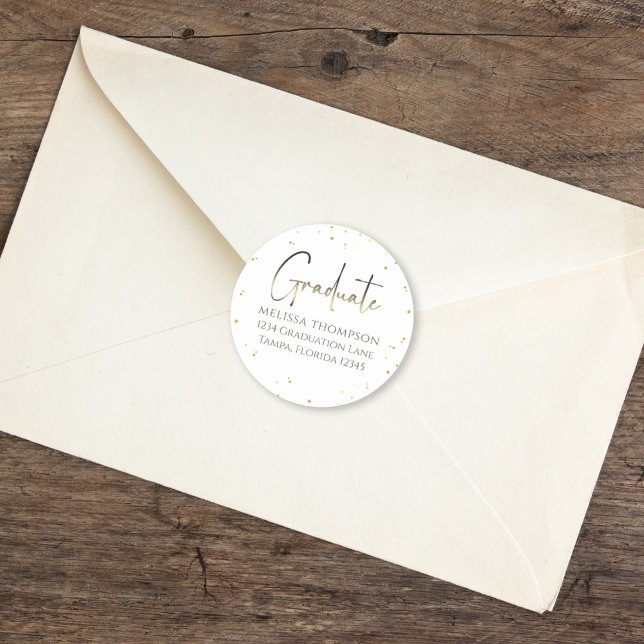 Graduate Gold Confetti Return Address Label (Creator Uploaded)