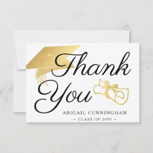 Graduate Gold Foil Cap Diploma Script Thank You