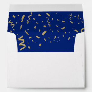 Graduate Gold Foil Confetti Elegant Blue Lined Envelope