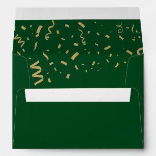 Graduate Gold Foil Confetti Elegant Green Envelope
