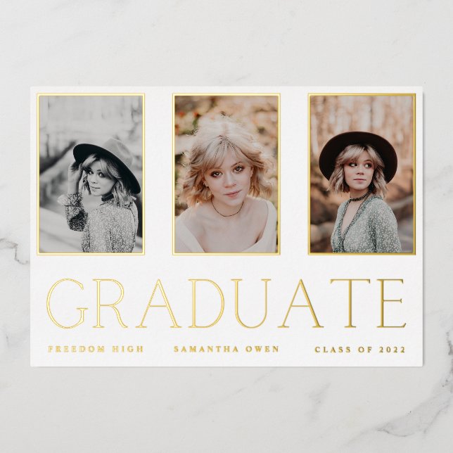 GRADUATE Gold Foil Photo Frames Announcement (Front)