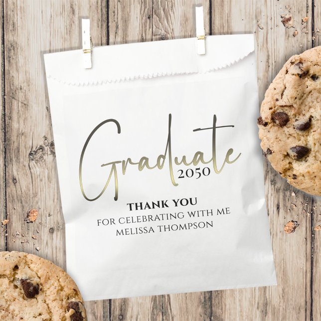 Graduate Gold Grad Minimalist Simple Thank You  Favour Bags (Creator Uploaded)