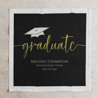 Graduate Gold Graduation Cap Modern Class of Napkin