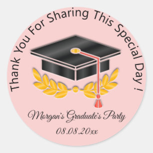 Graduate Gold Grey Student Black Cup Favour Rose Classic Round Sticker