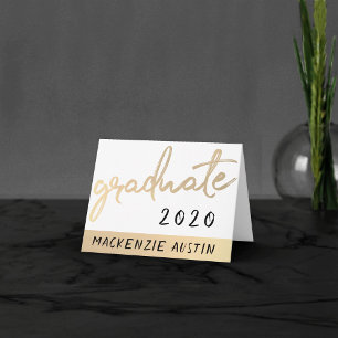 Graduate Gold Script   Classy Brush with Year Thank You Card