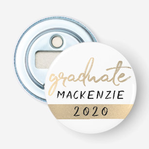 Graduate Gold Script Elegant Hand-Lettered Brush Bottle Opener