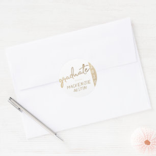 Graduate Gold Script   Elegant Hand-Lettered Brush Classic Round Sticker