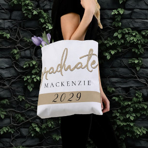 Graduate Gold Script   Elegant Hand-Lettered Brush Tote Bag